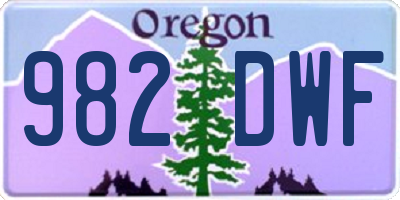 OR license plate 982DWF