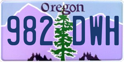OR license plate 982DWH