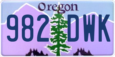 OR license plate 982DWK
