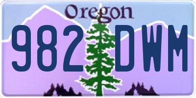OR license plate 982DWM