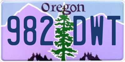OR license plate 982DWT