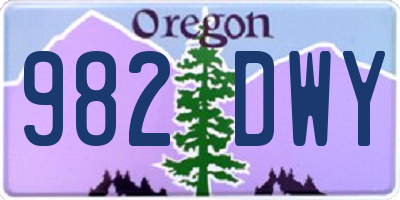 OR license plate 982DWY