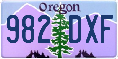 OR license plate 982DXF