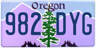 OR license plate 982DYG