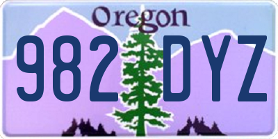 OR license plate 982DYZ