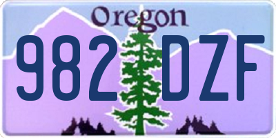OR license plate 982DZF