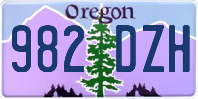 OR license plate 982DZH