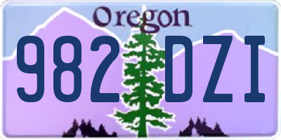 OR license plate 982DZI