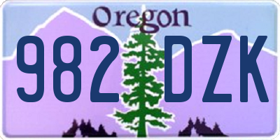 OR license plate 982DZK