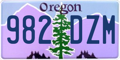 OR license plate 982DZM