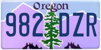 OR license plate 982DZR