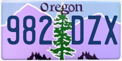 OR license plate 982DZX