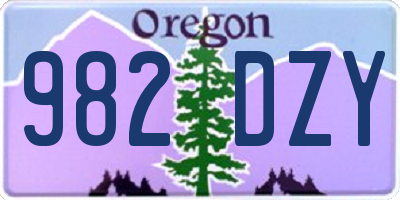 OR license plate 982DZY