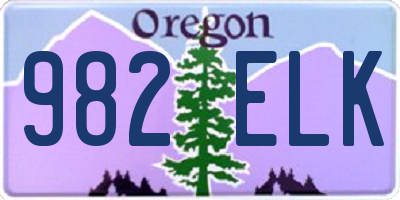 OR license plate 982ELK