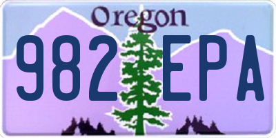 OR license plate 982EPA