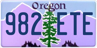 OR license plate 982ETE