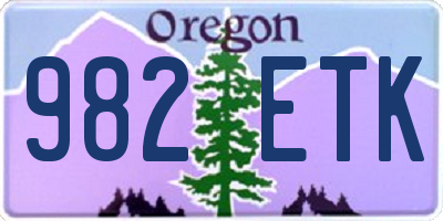 OR license plate 982ETK