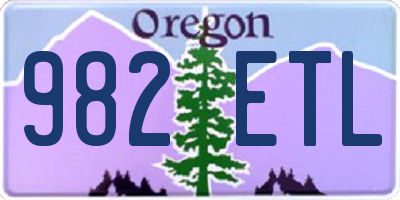OR license plate 982ETL