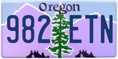 OR license plate 982ETN
