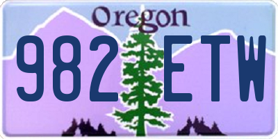 OR license plate 982ETW