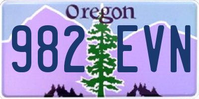 OR license plate 982EVN