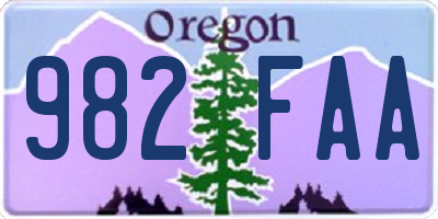 OR license plate 982FAA