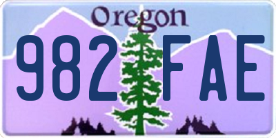 OR license plate 982FAE