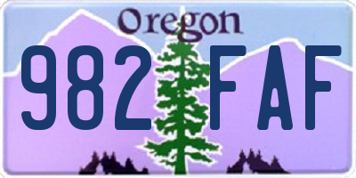OR license plate 982FAF