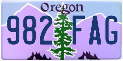 OR license plate 982FAG