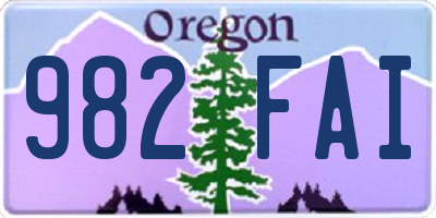 OR license plate 982FAI