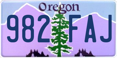 OR license plate 982FAJ