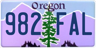 OR license plate 982FAL