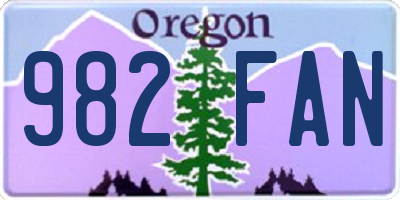 OR license plate 982FAN