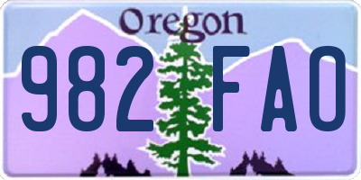 OR license plate 982FAO