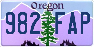 OR license plate 982FAP