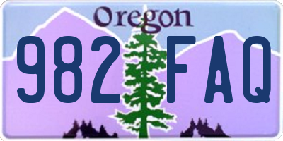 OR license plate 982FAQ