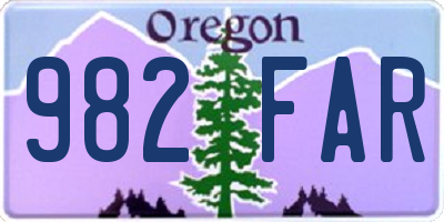 OR license plate 982FAR