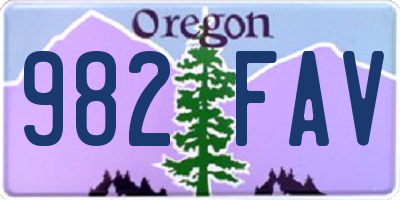 OR license plate 982FAV