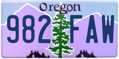 OR license plate 982FAW