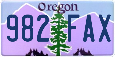 OR license plate 982FAX