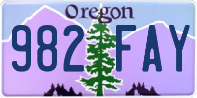 OR license plate 982FAY