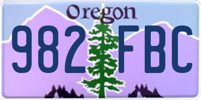 OR license plate 982FBC