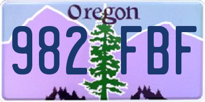 OR license plate 982FBF