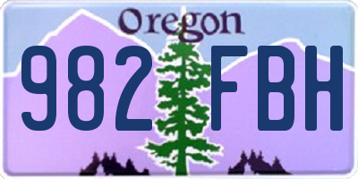 OR license plate 982FBH