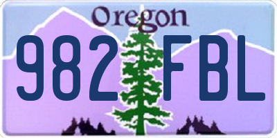 OR license plate 982FBL