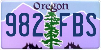 OR license plate 982FBS