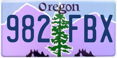 OR license plate 982FBX