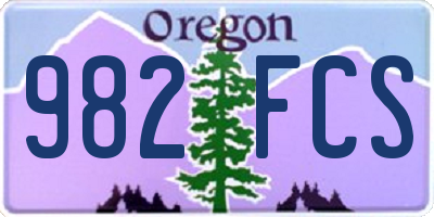 OR license plate 982FCS