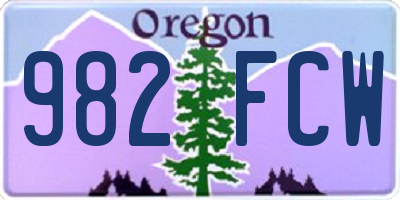 OR license plate 982FCW