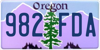OR license plate 982FDA